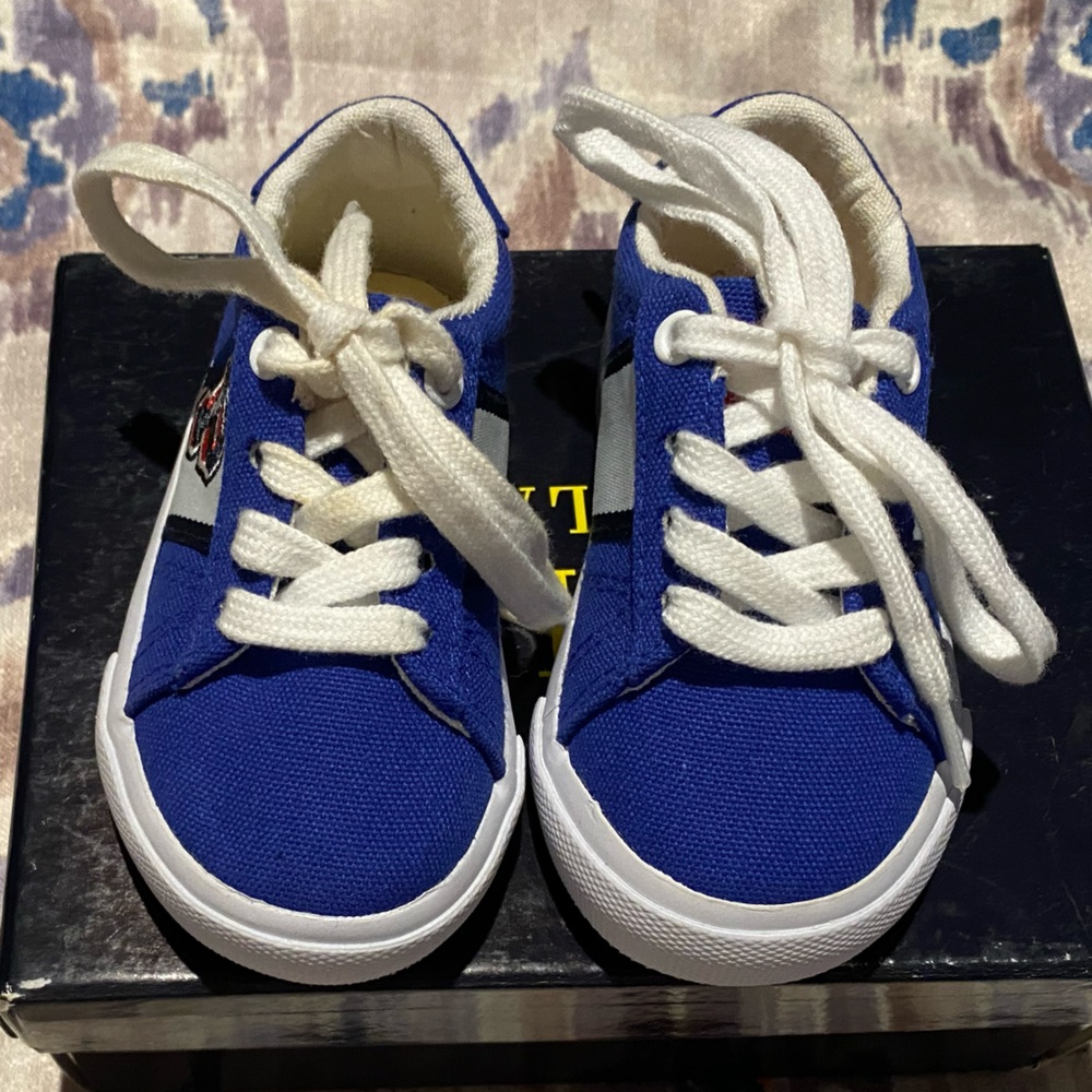 POLO RALPH LAUREN Geoff Kids Blue Canvas Sneakers